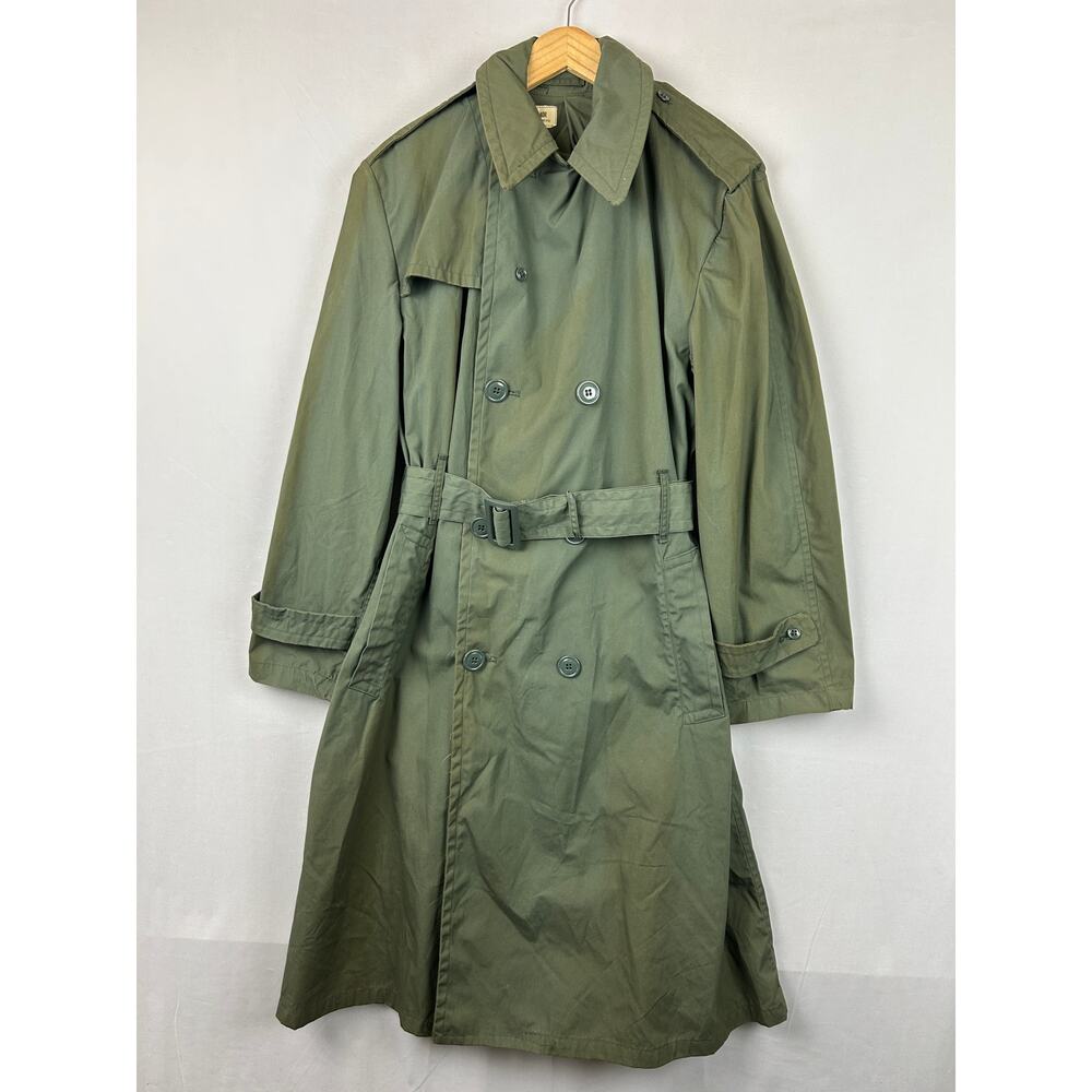 Raincoat Cotton and Polyester Quarpel Army Green 274 Sun Fading Men's Size 40R